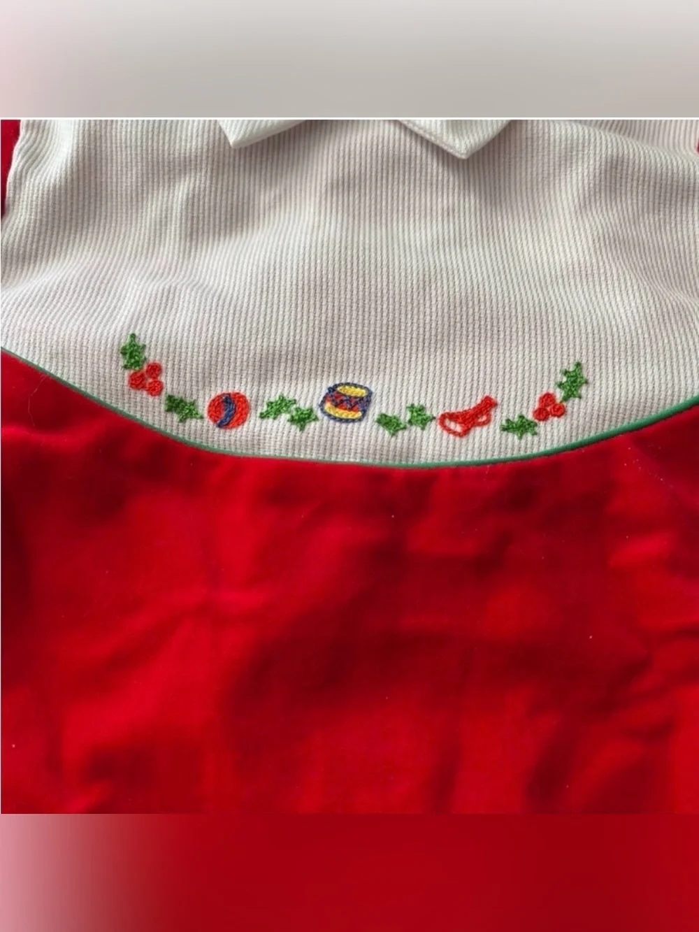 Christmas Outfit Vintage Red Velour Feel 3 Months